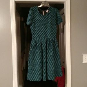 Navy and green LuLaRoe Amelia dress (with pockets)